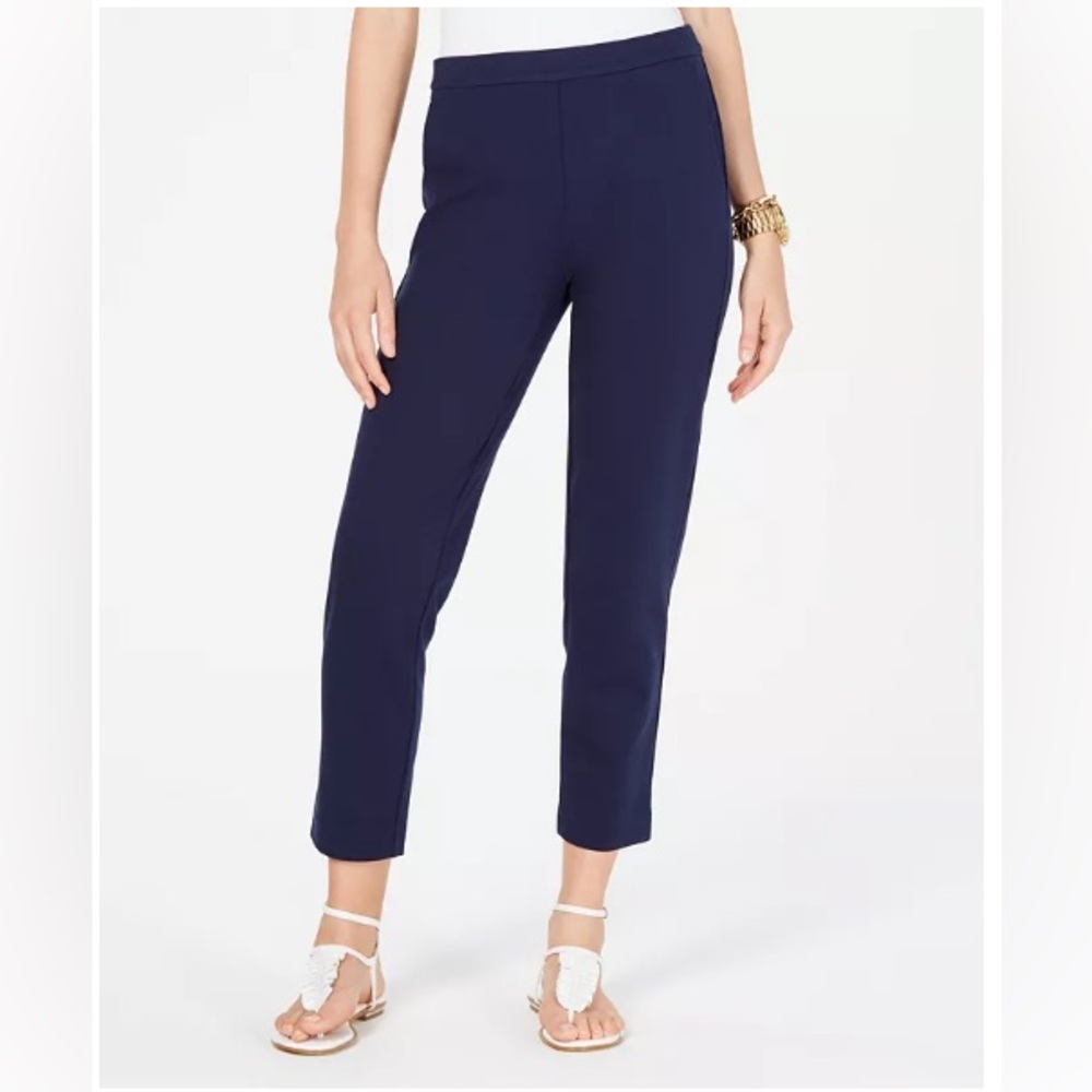 🌸🌼 Michael Michael Kors Navy Ankle Dress Pants Side Zip Sz 8 Minimalist Capsule